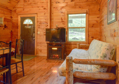 Shawnee Cabin - Living and Fireplace